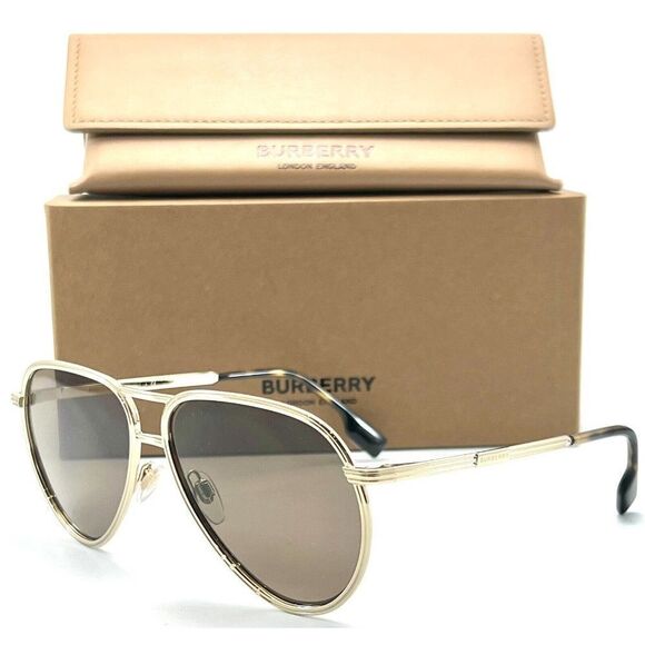 NEW BURBERRY B 3135 1109/73 GOLD AUTHENTIC SUNGLASSES 59-14 145 W/CASE - Picture 1 of 4